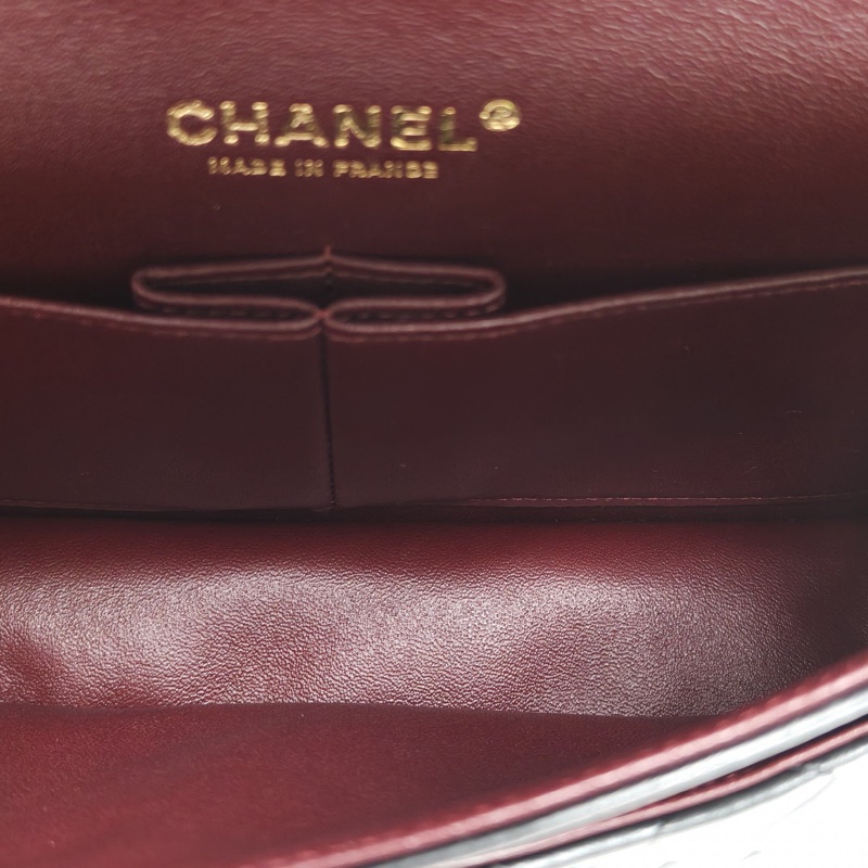 CHANEL CF口蓋包中號25.5cm羊皮24開金扣黑色菱格紋-3