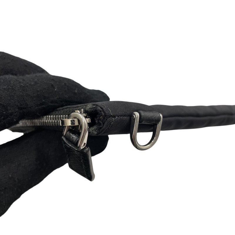 PRADA 普拉達 LOGO長型萬用收納包 尼龍 黑色 銀釦-8