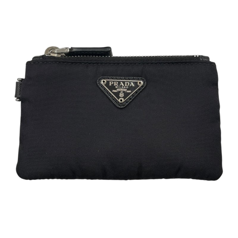 PRADA 普拉達 LOGO長型萬用收納包 尼龍 黑色 銀釦-12