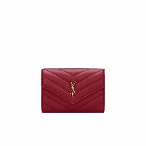 Yves Saint Laurent Cassandre Tri-Fold Wallet for Women in Red - 863726-AAEAX-6946