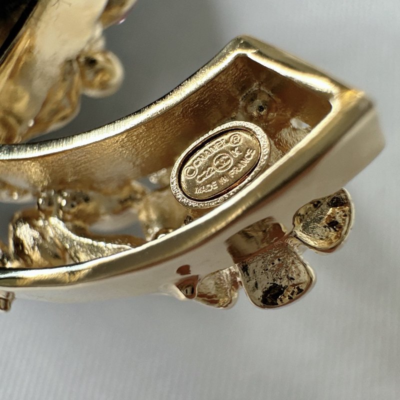 CHANEL 全新22K彩寶花葉胸針-6