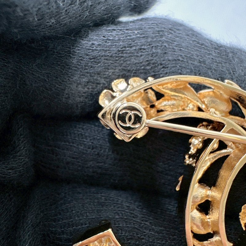 CHANEL 全新22K彩寶花葉胸針-7