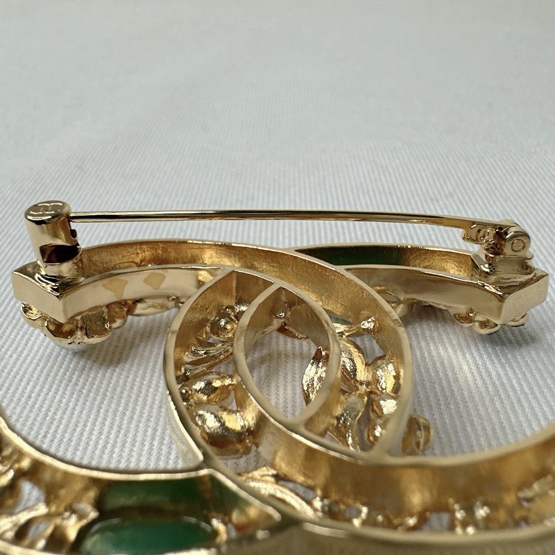 CHANEL 全新22K彩寶花葉胸針-8