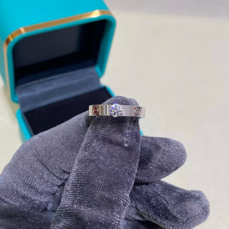 卡地亞love白金單鑽戒指53號-0