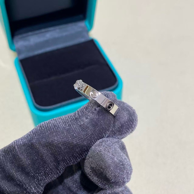 卡地亞love白金單鑽戒指53號-1