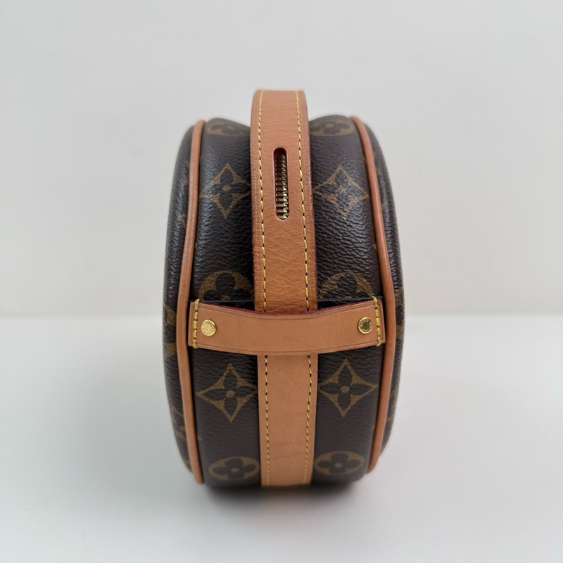 Louis Vuitton/路易威登 棕色老花圓餅斜挎包 金扣-3