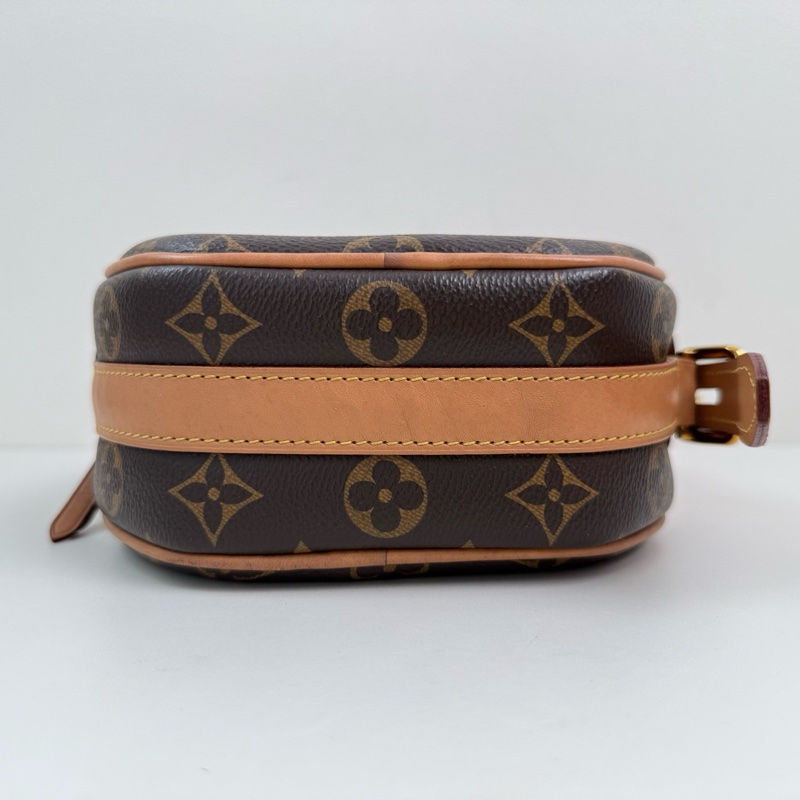 Louis Vuitton/路易威登 棕色老花圓餅斜挎包 金扣-5