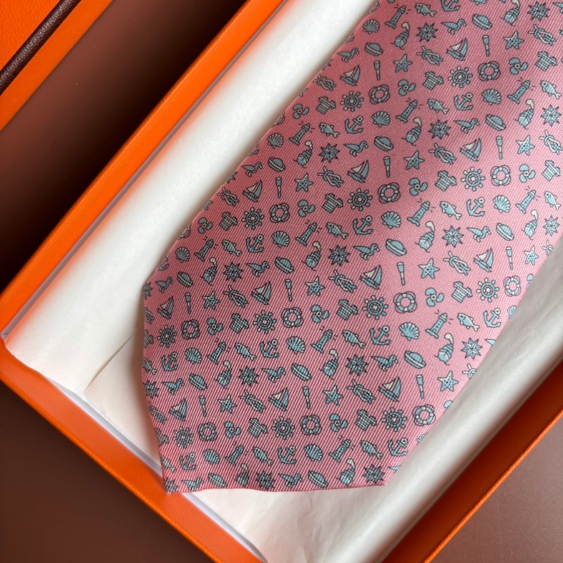 ::HERMES:: 童趣粉色領帶-4