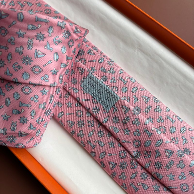 ::HERMES:: 童趣粉色領帶-10