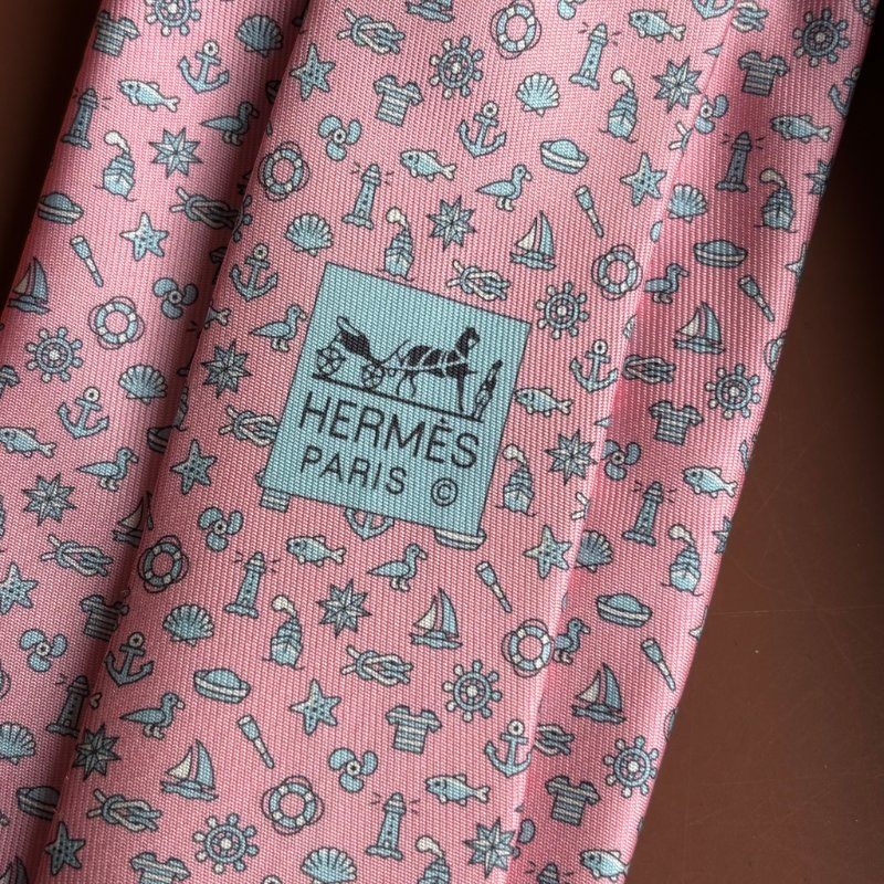 ::HERMES:: 童趣粉色領帶-15