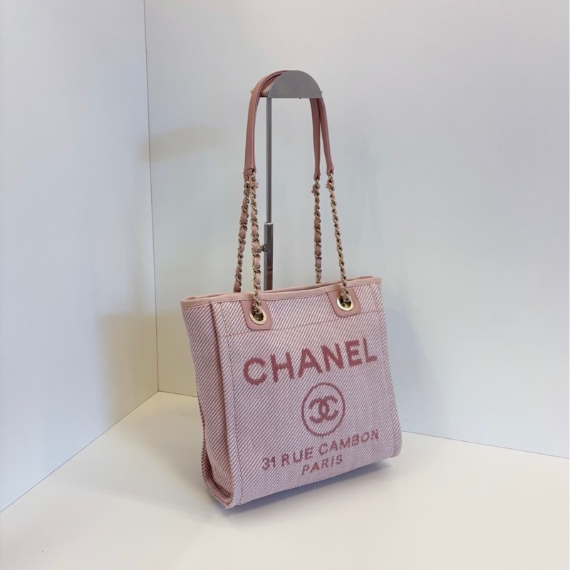 Chanel 香奈兒 粉色字母沙灘包-1