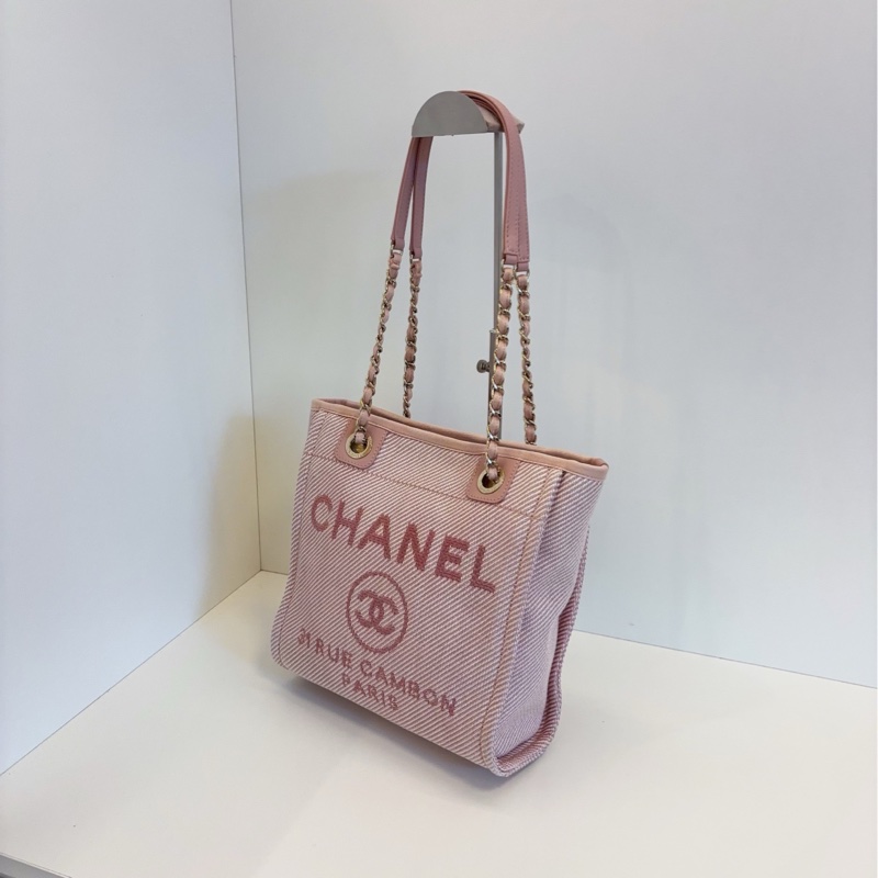 Chanel 香奈兒 粉色字母沙灘包-2