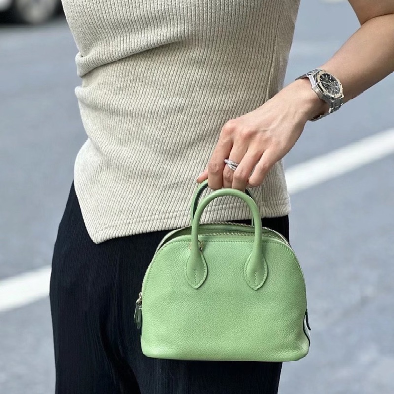 【清爽牛油綠🥑閑置全新‼️全網最低價✨】Hermes/愛馬仕 bolide mini 迷你保齡球 牛油果綠金扣 Y刻-0