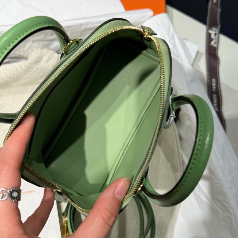 【清爽牛油綠🥑閑置全新‼️全網最低價✨】Hermes/愛馬仕 bolide mini 迷你保齡球 牛油果綠金扣 Y刻-5