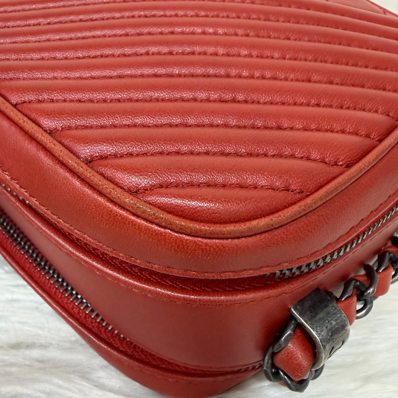 CHANEL BOY CAMERA COCO 19 紅色 暗紅 牛皮 復古銀鍊 相機包肩背包手機包斜背包拉鍊包-18