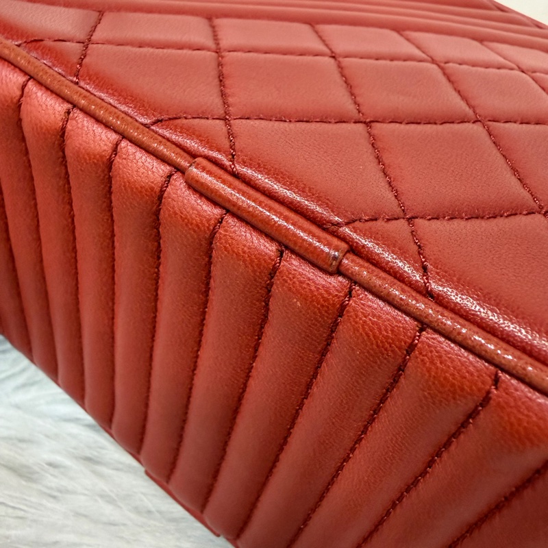 CHANEL BOY CAMERA COCO 19 紅色 暗紅 牛皮 復古銀鍊 相機包肩背包手機包斜背包拉鍊包-23