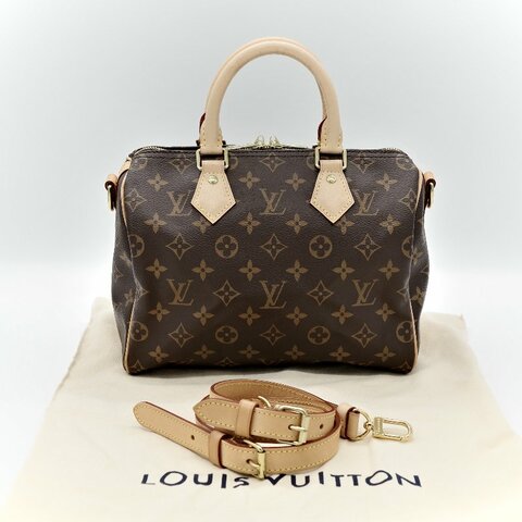 Louis Vuitton 路易威登 Speedy 25 肩帶款 經典花紋 手提包 斜挎包