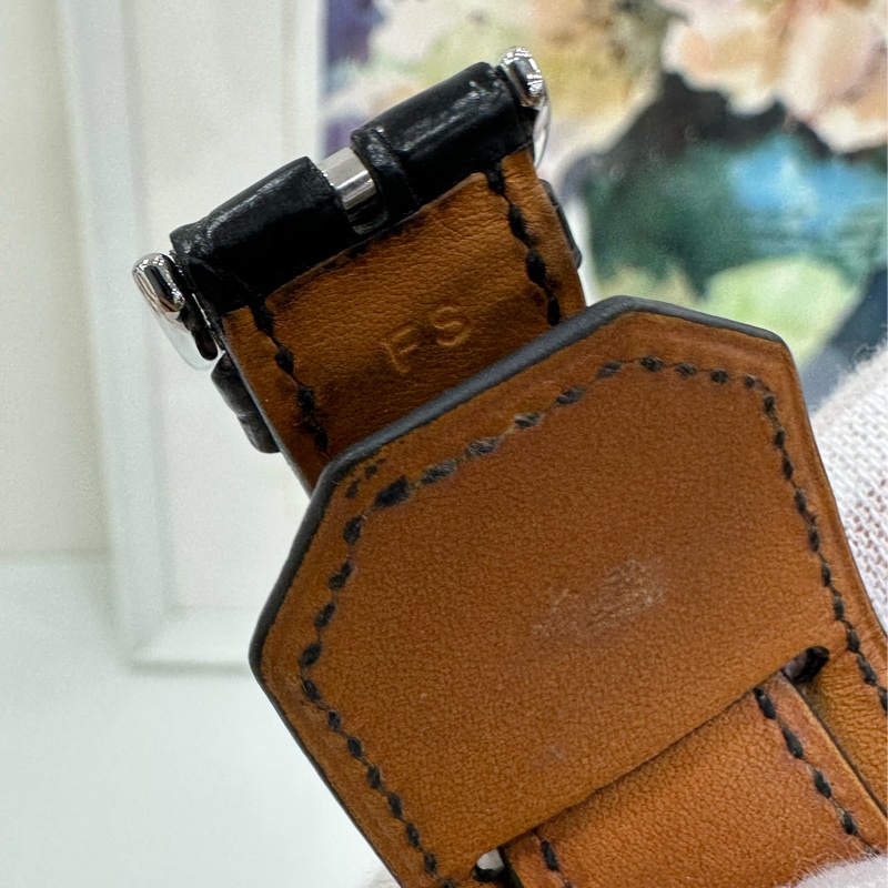 Hermes Cape Cod黑色銀色腕錶手錶 霧面鱷魚皮錶帶 X刻，17年證書-6