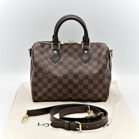 Louis Vuitton 路易威登 Speedy 25 肩帶款 棋盤格 手提包 斜挎包
