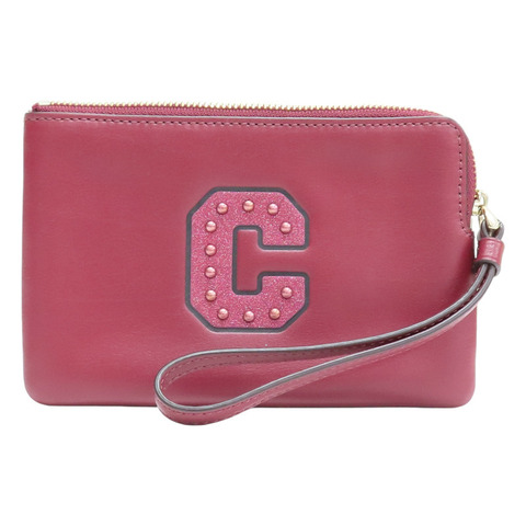 紅色 牛皮 C logo 手拿包 【COACH 寇馳】