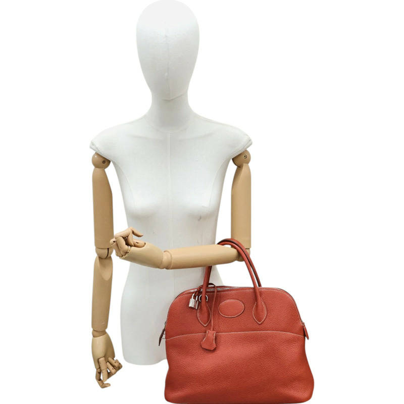番茄紅 Taurillon牛革 Bolide 35 柏莉包 两用包 □Q 銀扣【HERMES 愛馬仕】-9
