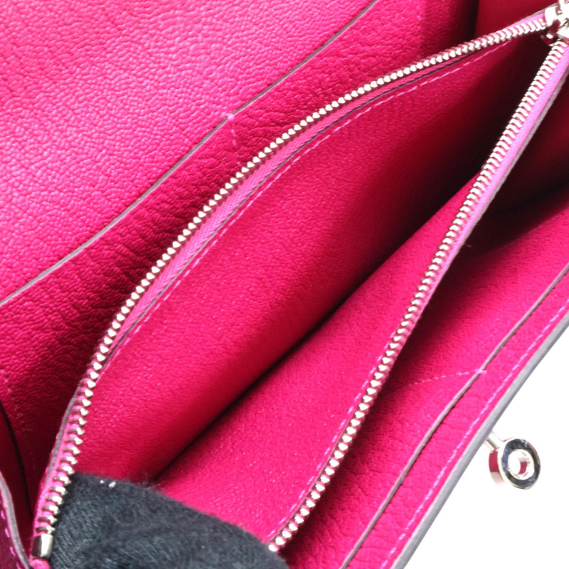 粉紅玫瑰墨西哥色 Chevre山羊皮 Kelly To Go Wallet 肩背包 B刻 銀釦【HERMES 愛馬仕】-3