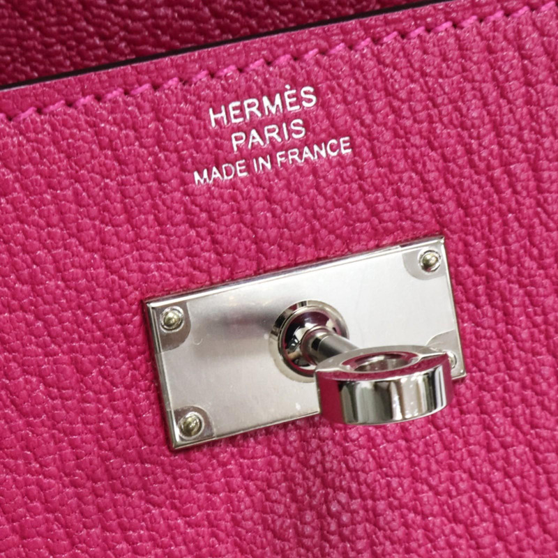 粉紅玫瑰墨西哥色 Chevre山羊皮 Kelly To Go Wallet 肩背包 B刻 銀釦【HERMES 愛馬仕】-4