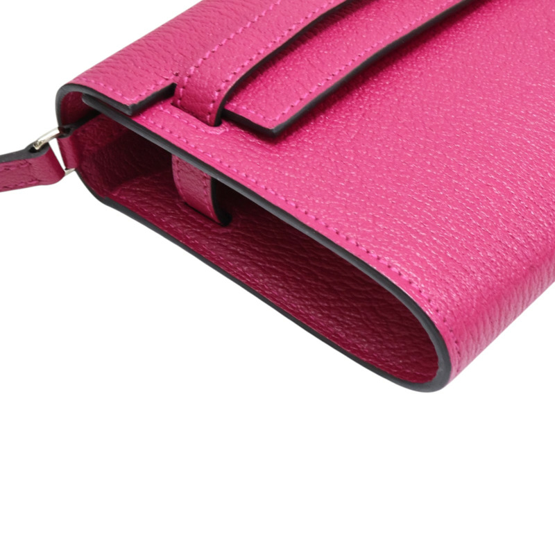粉紅玫瑰墨西哥色 Chevre山羊皮 Kelly To Go Wallet 肩背包 B刻 銀釦【HERMES 愛馬仕】-10
