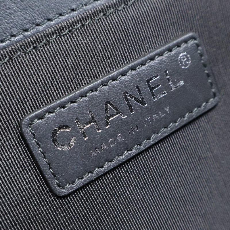 灰色 羊皮 Boy25 銀釦 鍊帶肩背包【CHANEL 香奈兒】 A67086-4