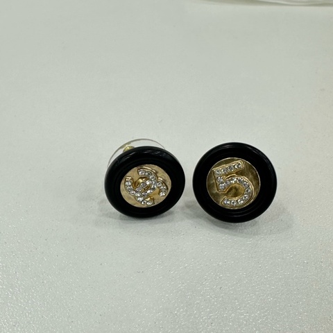 Chanel香奈兒 圓形琺瑯雙C耳環