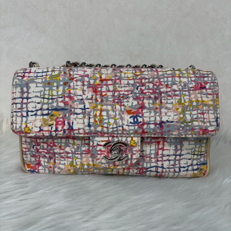 CHANEL 帆布 水彩 多彩 三葉草 Canvas Lucky Clover 銀釦 肩背包 斜背包-1