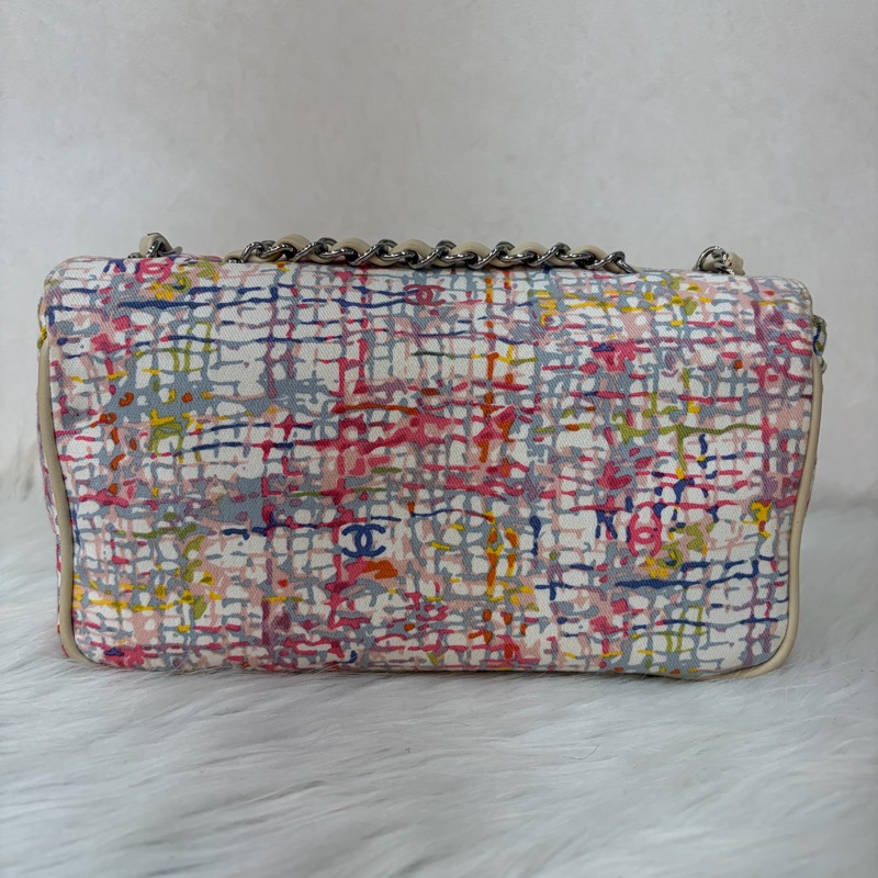 CHANEL 帆布 水彩 多彩 三葉草 Canvas Lucky Clover 銀釦 肩背包 斜背包-3