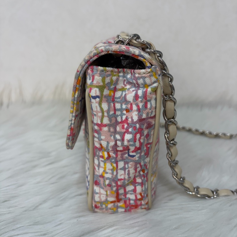 CHANEL 帆布 水彩 多彩 三葉草 Canvas Lucky Clover 銀釦 肩背包 斜背包-4