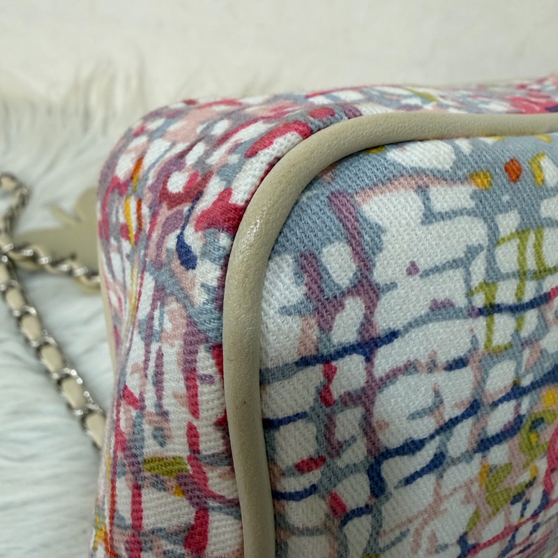 CHANEL 帆布 水彩 多彩 三葉草 Canvas Lucky Clover 銀釦 肩背包 斜背包-8