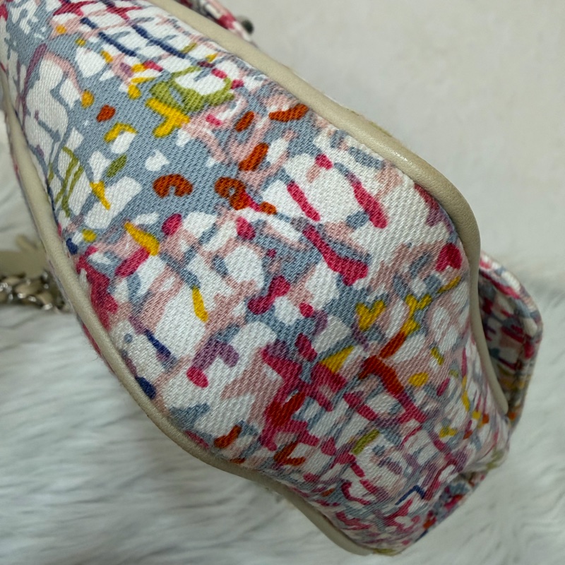 CHANEL 帆布 水彩 多彩 三葉草 Canvas Lucky Clover 銀釦 肩背包 斜背包-10