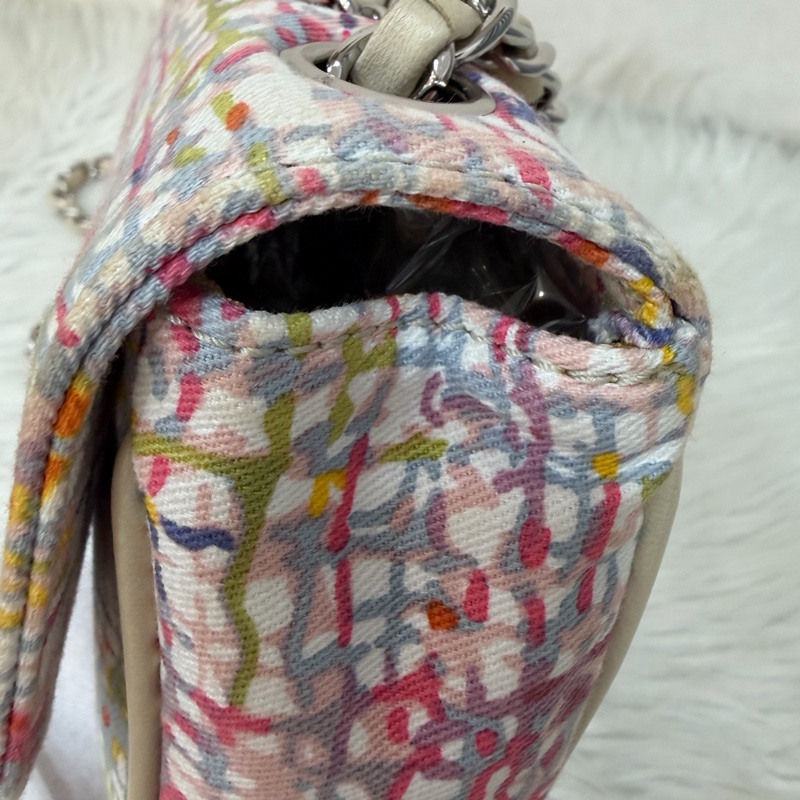 CHANEL 帆布 水彩 多彩 三葉草 Canvas Lucky Clover 銀釦 肩背包 斜背包-18