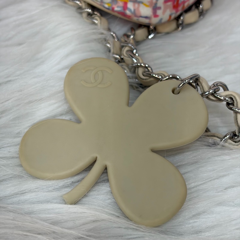 CHANEL 帆布 水彩 多彩 三葉草 Canvas Lucky Clover 銀釦 肩背包 斜背包-21