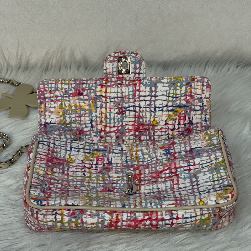 CHANEL 帆布 水彩 多彩 三葉草 Canvas Lucky Clover 銀釦 肩背包 斜背包-28