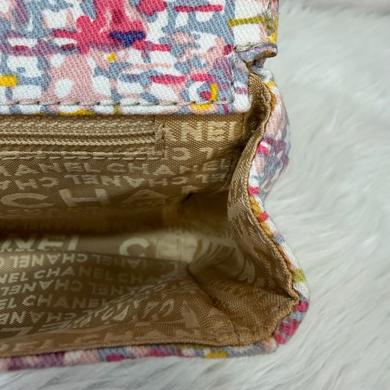 CHANEL 帆布 水彩 多彩 三葉草 Canvas Lucky Clover 銀釦 肩背包 斜背包-31