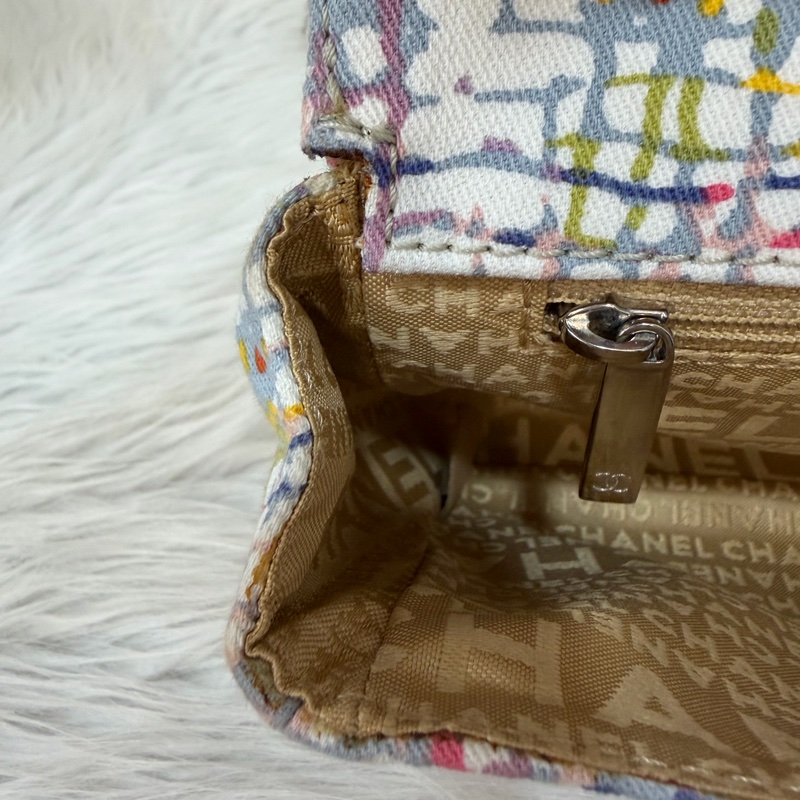 CHANEL 帆布 水彩 多彩 三葉草 Canvas Lucky Clover 銀釦 肩背包 斜背包-32