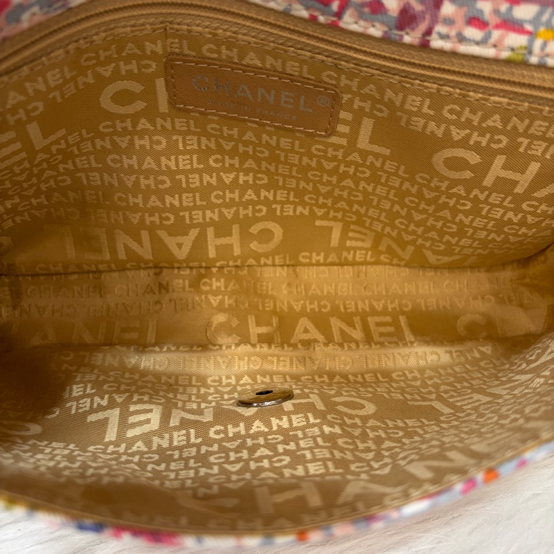 CHANEL 帆布 水彩 多彩 三葉草 Canvas Lucky Clover 銀釦 肩背包 斜背包-35