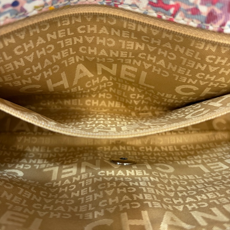 CHANEL 帆布 水彩 多彩 三葉草 Canvas Lucky Clover 銀釦 肩背包 斜背包-40