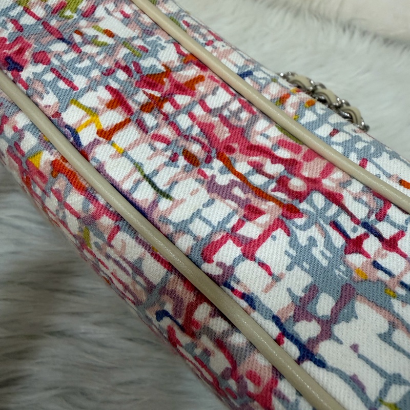 CHANEL 帆布 水彩 多彩 三葉草 Canvas Lucky Clover 銀釦 肩背包 斜背包-48