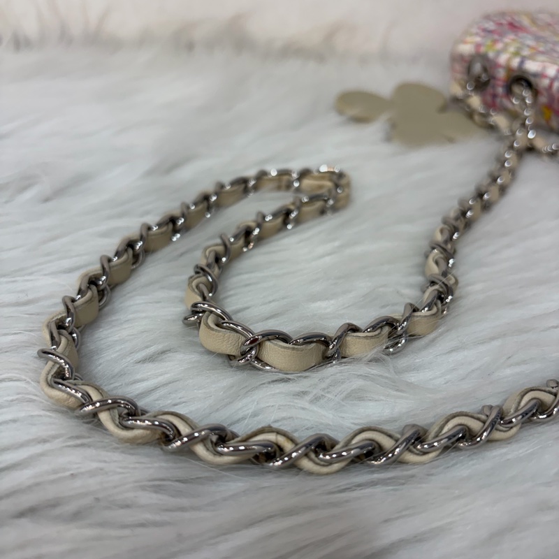 CHANEL 帆布 水彩 多彩 三葉草 Canvas Lucky Clover 銀釦 肩背包 斜背包-60