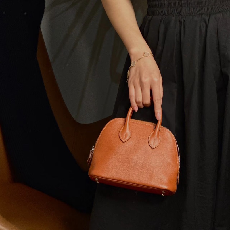 【夏日多巴胺橘子🍊接近全新✨全網最低價】HERMES愛馬仕 Mini Bolide 迷你保齡球 罌粟橘 銀扣 B刻 山羊皮-1