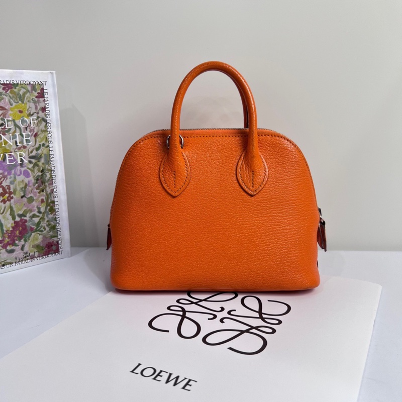 【夏日多巴胺橘子🍊接近全新✨全網最低價】HERMES愛馬仕 Mini Bolide 迷你保齡球 罌粟橘 銀扣 B刻 山羊皮-5