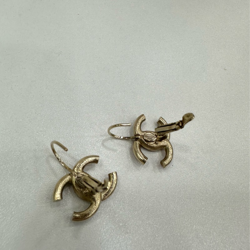 Chanel 香奈兒經典雙C紅紫琺瑯金色耳夾-2