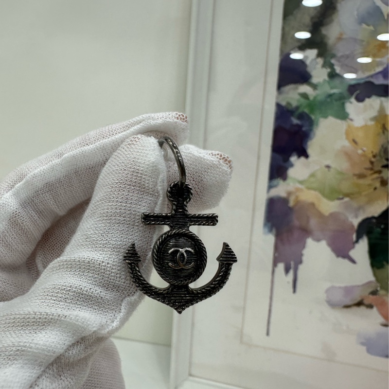 CHANEL 香奈兒 銀色船錨耳環，復古做舊銀色-2