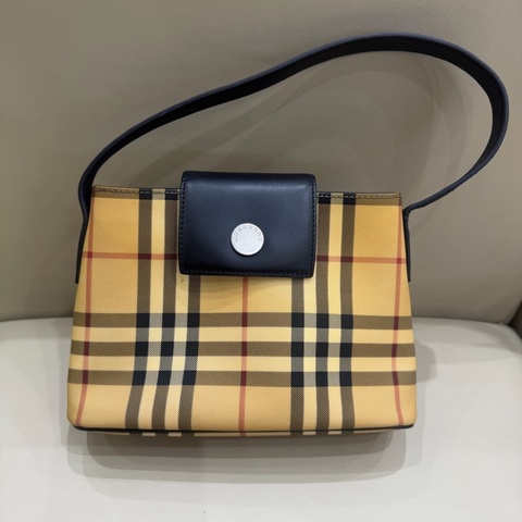 Burberry巴寶莉格紋小號托特腋下包