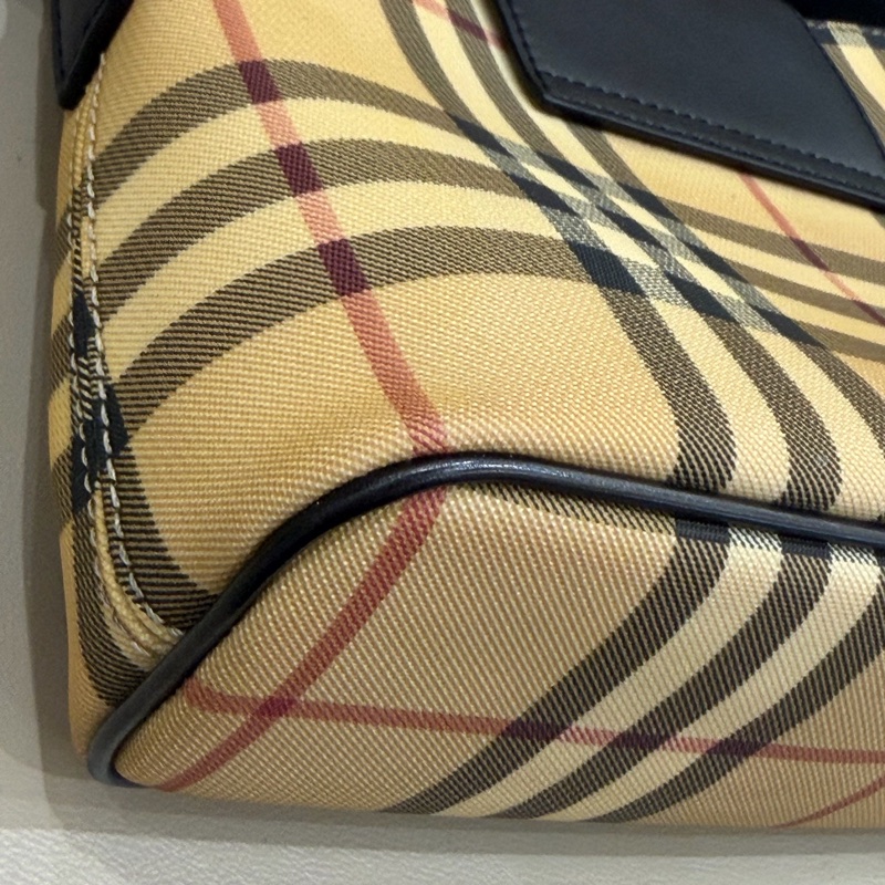 Burberry巴寶莉格紋小號托特腋下包-7